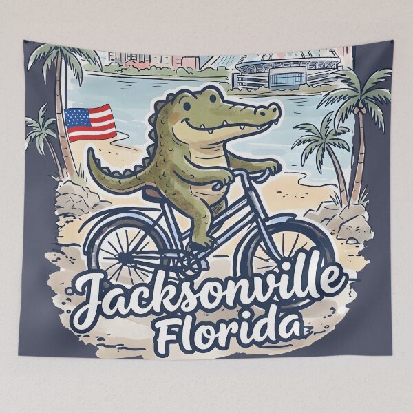 Item preview, Jacksonville Florida Bicycling Cute Crocodile Skyline Pride  designed and sold by HowToCanadian.