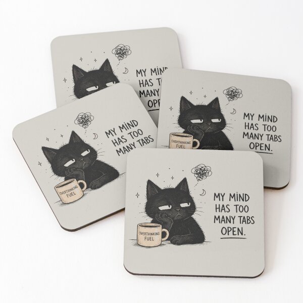 Item preview, My Mind Has Too Many Tabs Open | Overthinking Cat Design designed and sold by VibeFlowStudio.