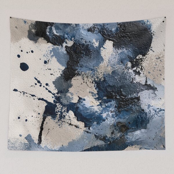 Item preview, Abstract Textured Blue Palette No. 14 - Chaotic Blue & Black Fluid Explosion designed and sold by SlowRegardArt.