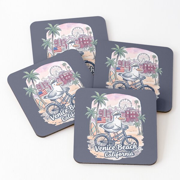 Item preview, Venice Beach California Bicycling Cute Pelican Skyline Pride  designed and sold by HowToCanadian.