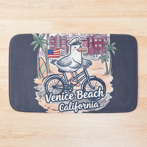 Item preview, Venice Beach California Bicycling Cute Pelican Skyline Pride  designed and sold by HowToCanadian.