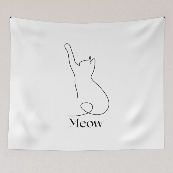 Item preview, Minimalist Cat Line Art Meow One Line Drawing designed and sold by ShaderShirts.