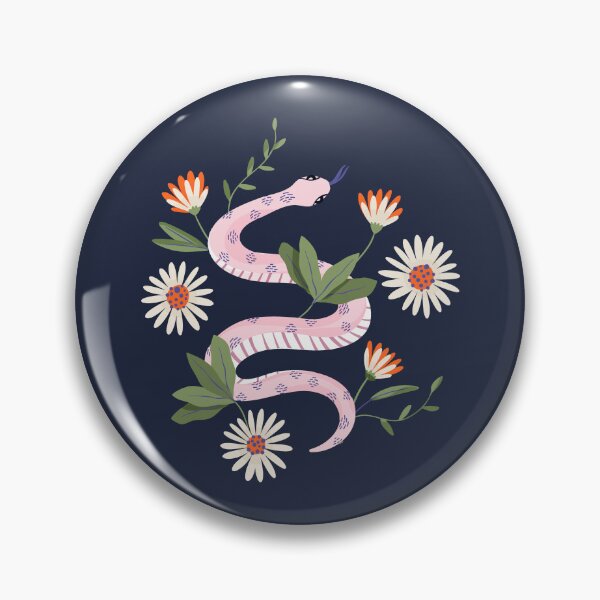 Item preview, Cottagecore Pink Botanical Snake Orange Daisies designed and sold by BetOova.