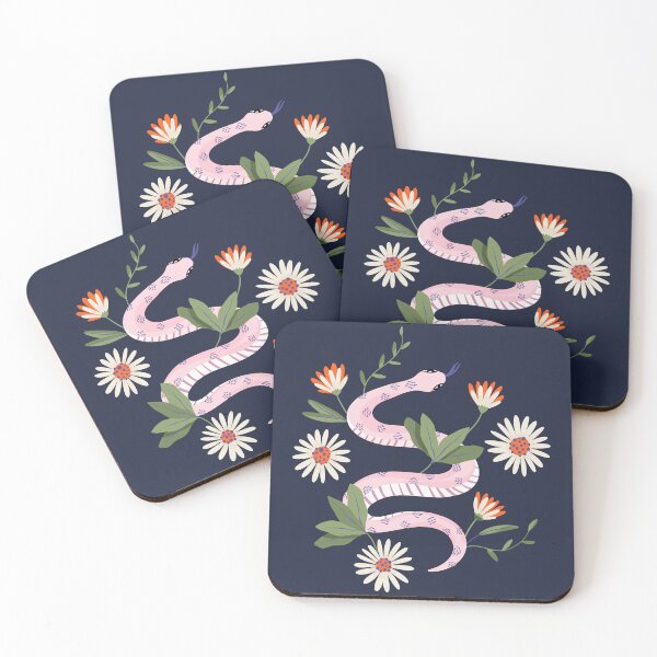 Item preview, Cottagecore Pink Botanical Snake Orange Daisies designed and sold by BetOova.