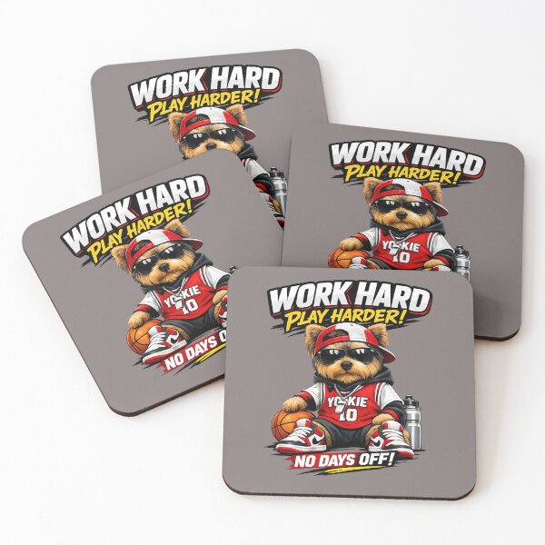 Item preview, Sporty Yorkie Work Hard Play Harder Design designed and sold by Yorkie Magic Studio .