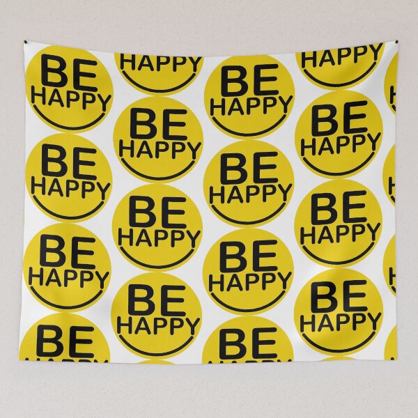 Item preview, Be Happy Smiley Face Yellow Bold Type T-Shirt Hats designed and sold by Rolographics1.