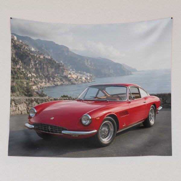 Item preview, Red Vintage Italian Sports Car Amalfi Coast Classic Car Art designed and sold by LoveNurseries.