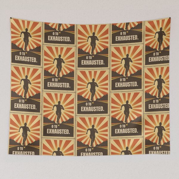Item preview, 0 To Exhausted Funny Retro Runner Vintage Race Poster Design designed and sold by jojodebondy.