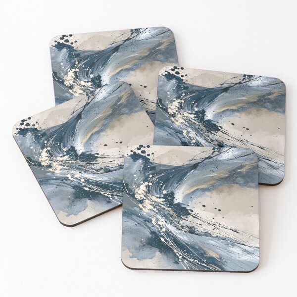 Item preview, Abstract Textured Blue Palette No. 15 - Swirling Navy Blue & Cream Fluid Motion designed and sold by SlowRegardArt.