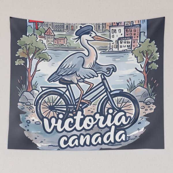 Item preview, Victoria BC Canada Bicycling Cute Heron City Skyline Pride  designed and sold by HowToCanadian.
