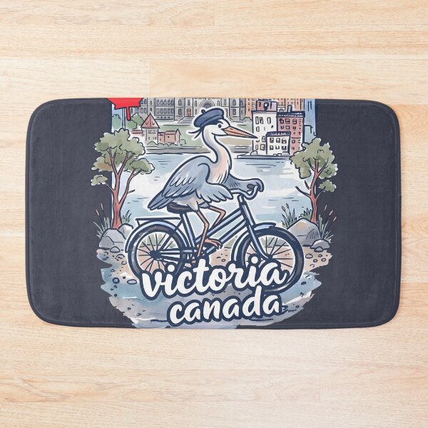 Item preview, Victoria BC Canada Bicycling Cute Heron City Skyline Pride  designed and sold by HowToCanadian.