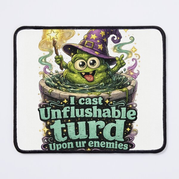 Item preview, I Cast Unflushable Turd Upon Ur Enemies : Funny Wizard Frog Meme, Dark Humor Magic Spell Graphic, Sarcastic Fantasy designed and sold by PrintifyPxl.