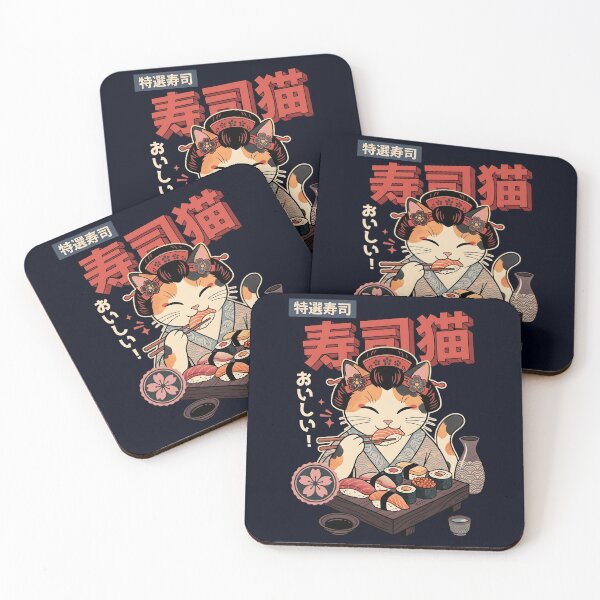 Item preview, kawaii geisha neko sushi - traditional Japanese style designed and sold by CuteKats.