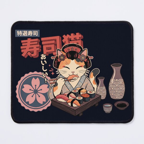 Item preview, kawaii geisha neko sushi - traditional Japanese style designed and sold by CuteKats.