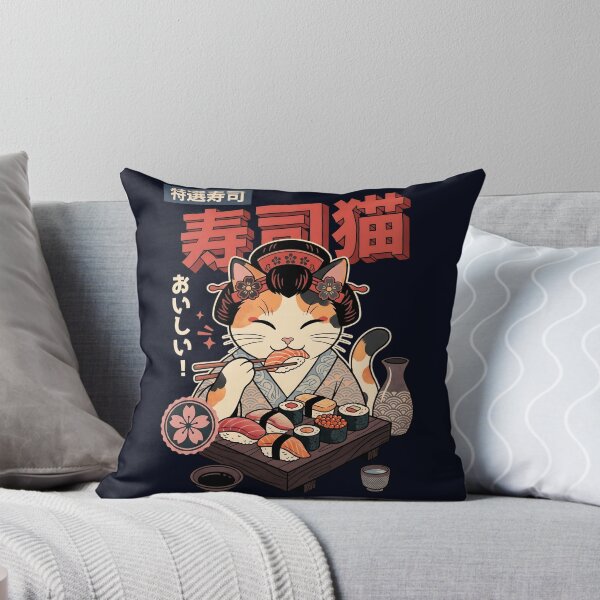 Item preview, kawaii geisha neko sushi - traditional Japanese style designed and sold by CuteKats.