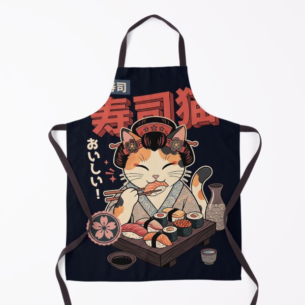 Item preview, kawaii geisha neko sushi - traditional Japanese style designed and sold by CuteKats.