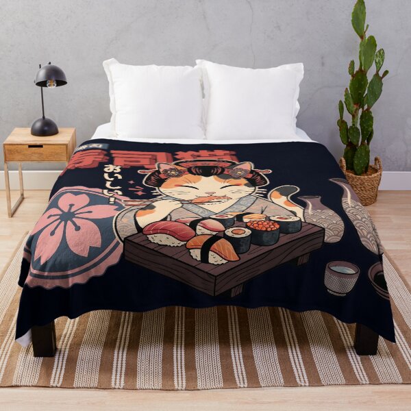 Item preview, kawaii geisha neko sushi - traditional Japanese style designed and sold by CuteKats.