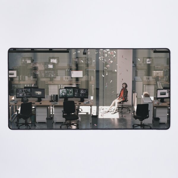 Item preview, Lonely Office Workspace Anime Corporate Dreamscape Gaming Vibe designed and sold by MatDeskBlue.