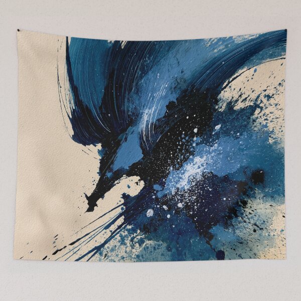 Item preview, Abstract Textured Blue Palette No. 16 - Sweeping Navy Blue Dynamic Stroke designed and sold by SlowRegardArt.