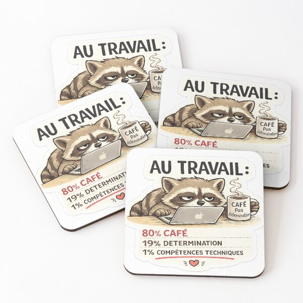 Item preview, Funny Raccoon Work Sticker / At Work 80% Cafe Humor Office designed and sold by Va Comprendre.