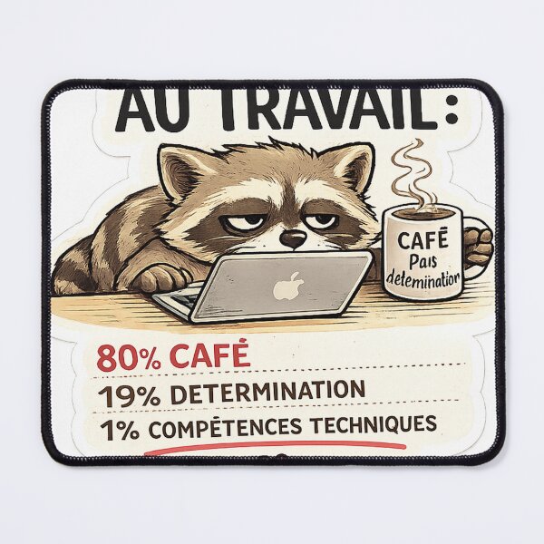 Item preview, Funny Raccoon Work Sticker / At Work 80% Cafe Humor Office designed and sold by Va Comprendre.