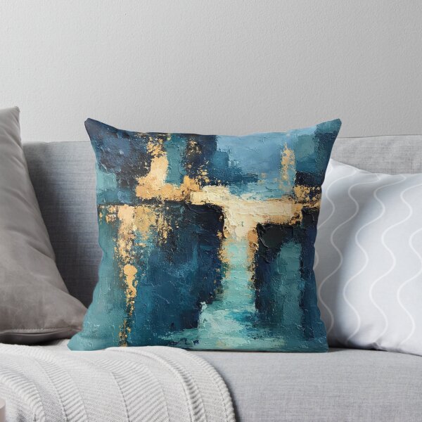Item preview, Abstract Textured Blue Palette No. 17 - Urban Blue & Gold Architectural Impasto designed and sold by SlowRegardArt.