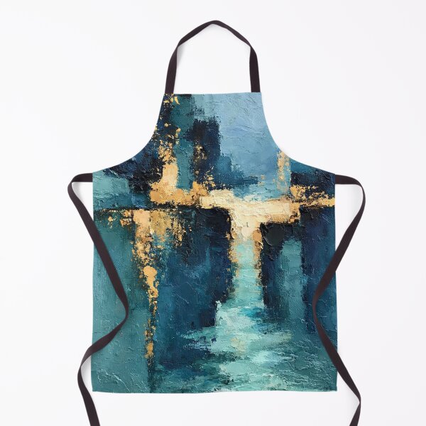 Item preview, Abstract Textured Blue Palette No. 17 - Urban Blue & Gold Architectural Impasto designed and sold by SlowRegardArt.