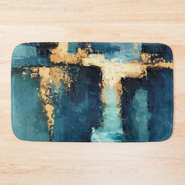 Item preview, Abstract Textured Blue Palette No. 17 - Urban Blue & Gold Architectural Impasto designed and sold by SlowRegardArt.