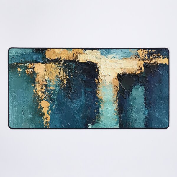 Item preview, Abstract Textured Blue Palette No. 17 - Urban Blue & Gold Architectural Impasto designed and sold by SlowRegardArt.