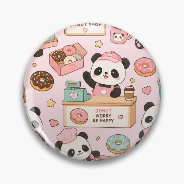 Item preview, Cozy Panda Donut Shop Pattern designed and sold by Soft Berry Studio.