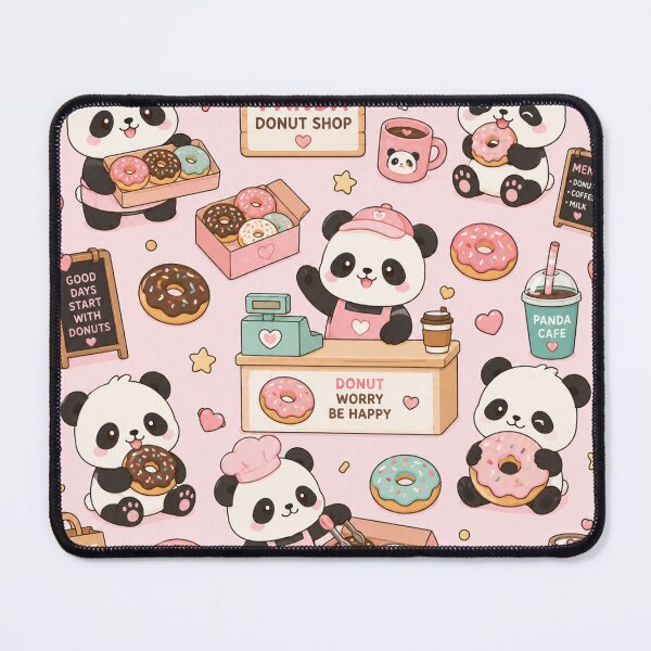 Item preview, Cozy Panda Donut Shop Pattern designed and sold by Soft Berry Studio.