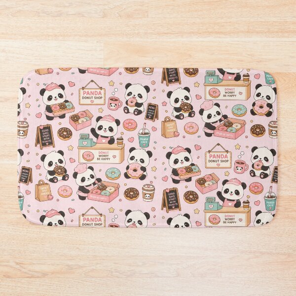 Item preview, Cozy Panda Donut Shop Pattern designed and sold by Soft Berry Studio.
