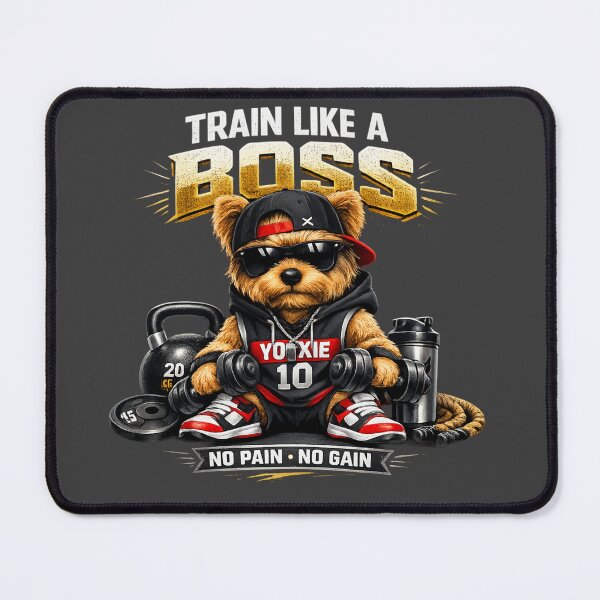 Item preview, Yorkie Fitness Motivation – Train Like a Boss Gym Design designed and sold by Yorkie Magic Studio .
