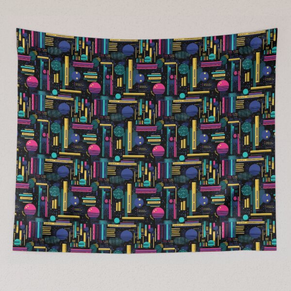 Item preview, 80s 90s Retro Geometric Abstract Synthwave Pattern designed and sold by NicolasGlowArt.