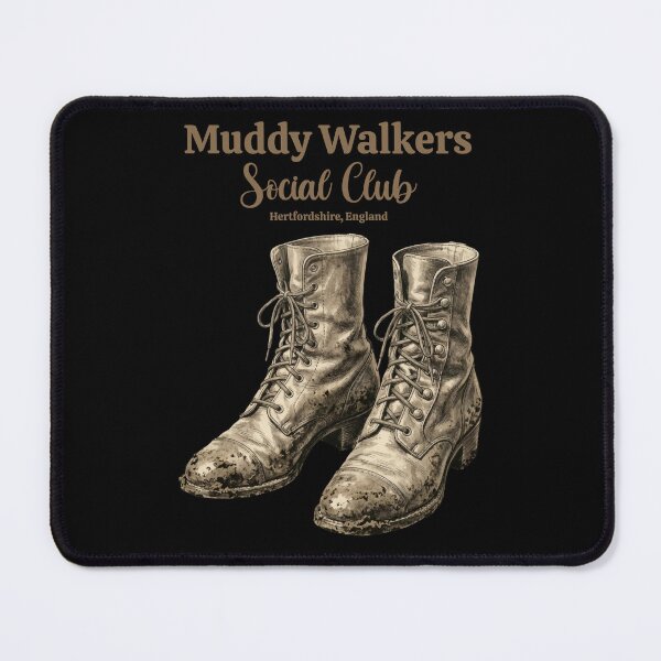 Item preview, Muddy Walkers Social Club Vintage Hertfordshire England Hiking Boots designed and sold by FIREDesignsPOD.