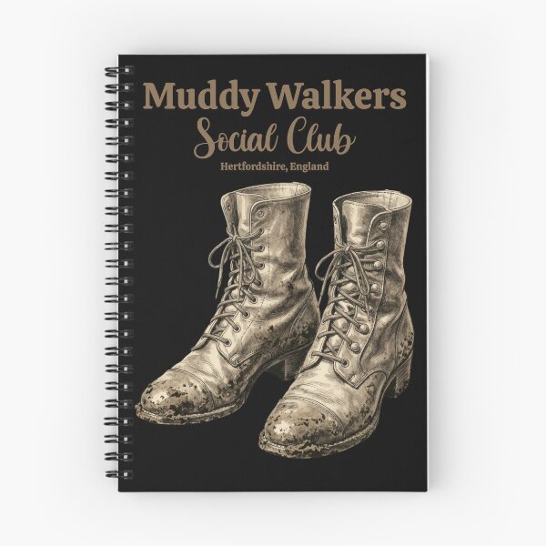 Item preview, Muddy Walkers Social Club Vintage Hertfordshire England Hiking Boots designed and sold by FIREDesignsPOD.