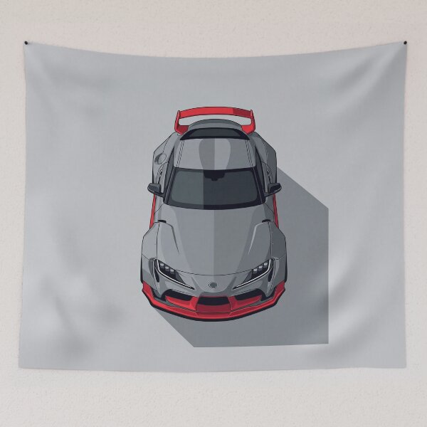Item preview, Toyota Supra A90 Mk5 Widebody Grey and Red Top View Vector Art designed and sold by Motorline44.