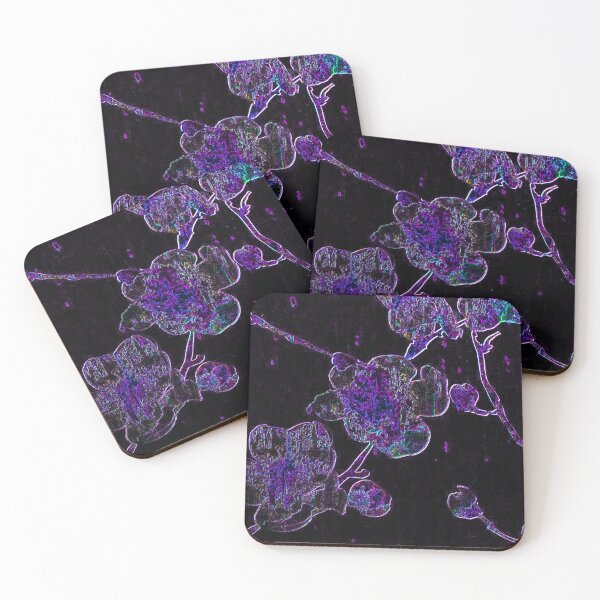 Item preview, Dark Chromatic Cherry Blossom – Neon Botanical Art | Chromatic Collection designed and sold by BatNature.