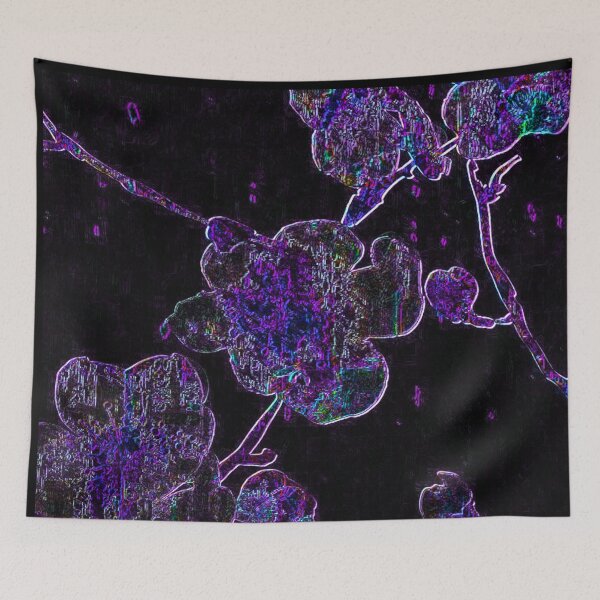 Item preview, Dark Chromatic Cherry Blossom – Neon Botanical Art | Chromatic Collection designed and sold by BatNature.