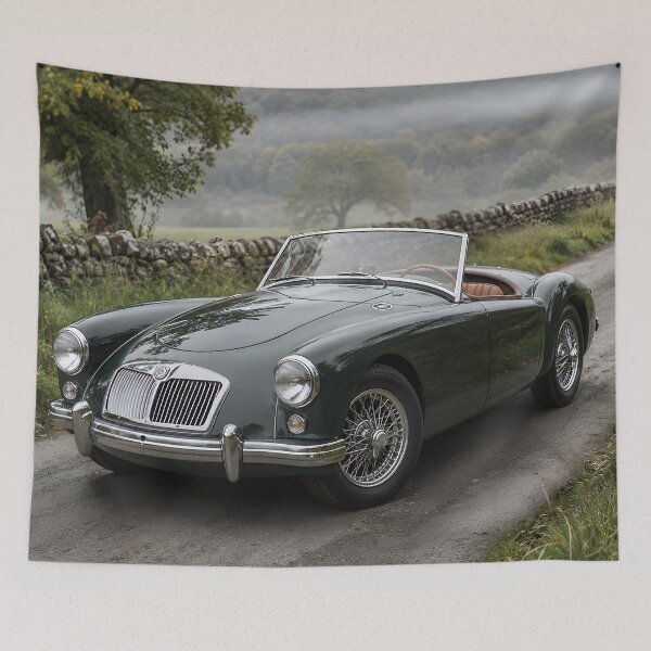 Item preview, Vintage Green Roadster Classic Sports Car Countryside Art designed and sold by LoveNurseries.