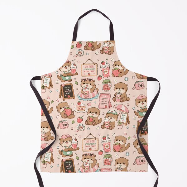 Item preview, Kawaii Otter Strawberry Soda Pattern designed and sold by Soft Berry Studio.