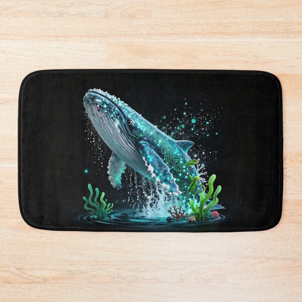 Item preview, ​Neon Cyber Whale Glowing Ocean Tech Art designed and sold by Shape-Forge.