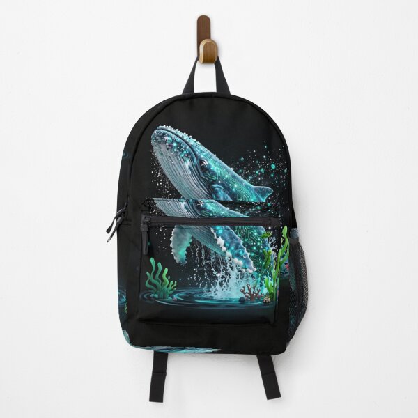 Item preview, Neon Cyber Whale Glowing Ocean Tech Art designed and sold by Shape-Forge.