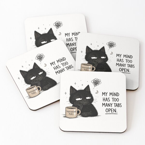 Item preview, My Mind Has Too Many Tabs Open | Overthinking Cat Design designed and sold by VibeFlowStudio.