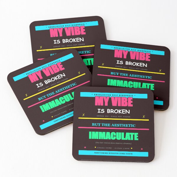 Item preview, My Vibe Is Broken But The Aesthetic Is Immaculate Funny Art designed and sold by Mega-Shopping.