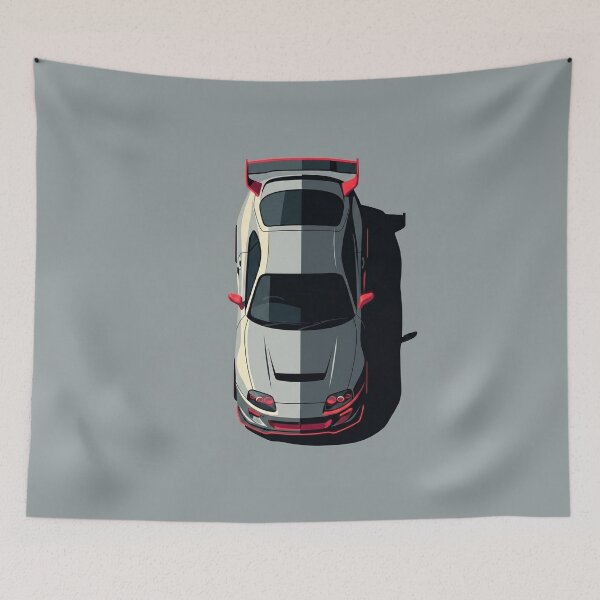 Item preview, Toyota Supra MK4 JDM Split White and Black Top View Vector Art designed and sold by Motorline44.