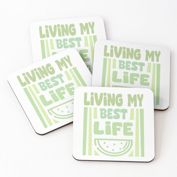 Item preview, Living My Best Life - Positive Motivational Quote with Watermelon | Summer Vibes Typography Design designed and sold by THROUGH-LIFE.