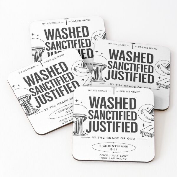 Item preview, Washed Sanctified Justified Christian Streetwear Shirt | 1 Corinthians 6:11 Minimalist Faith Design designed and sold by Ermicioi.