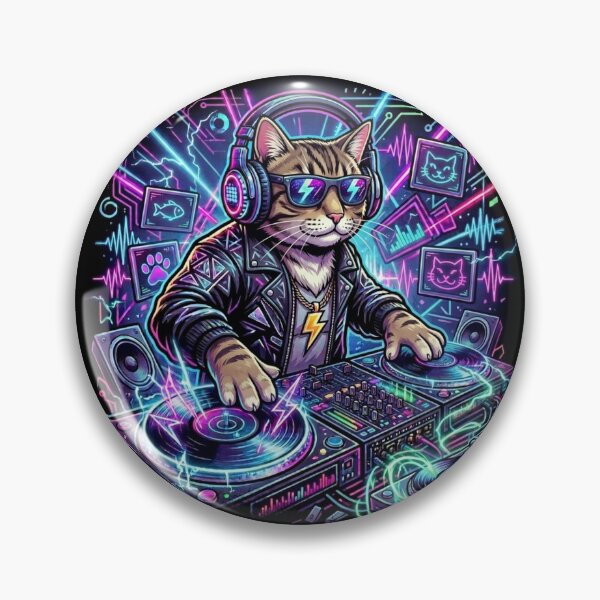 Item preview, Techno cat designed and sold by RaveWaveDesign.