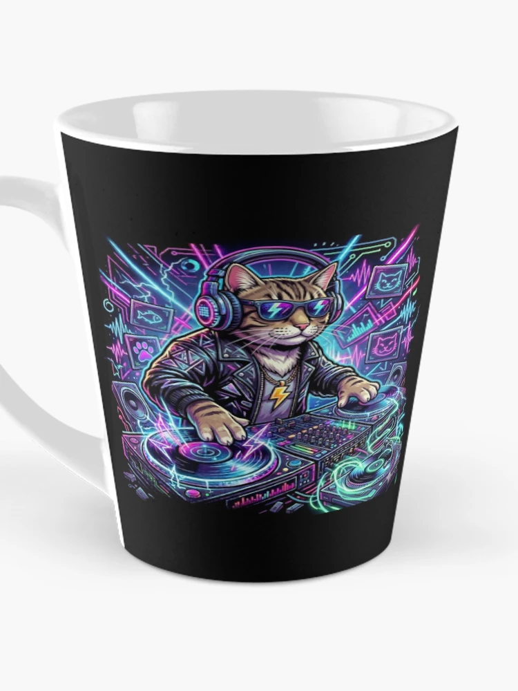 Thumbnail 3 of 4, Coffee Mug, Techno cat designed and sold by RaveWaveDesign.
